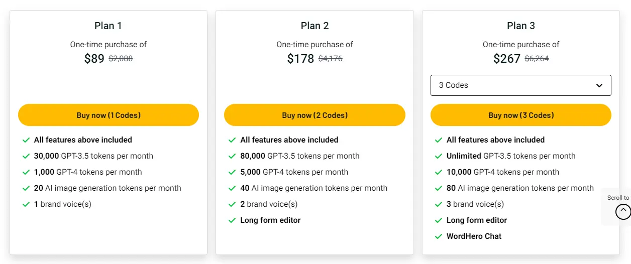 Word Hero Price Plan