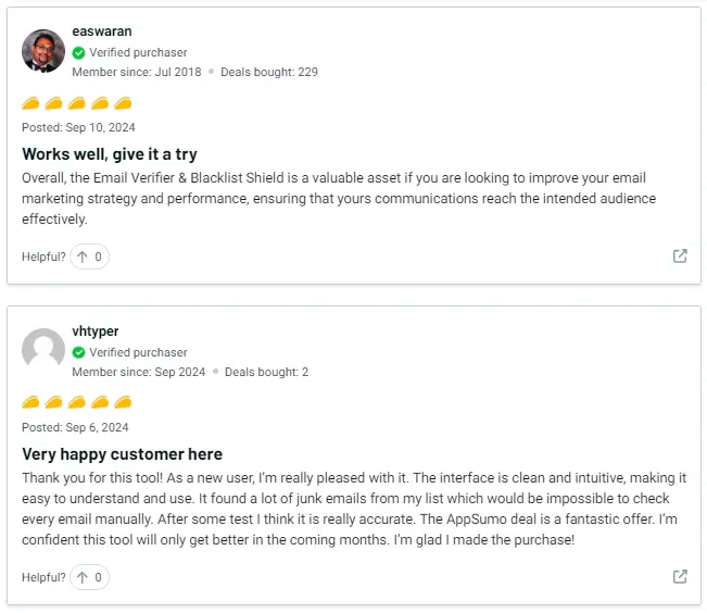 Verified Ratings by Appsumo Customer